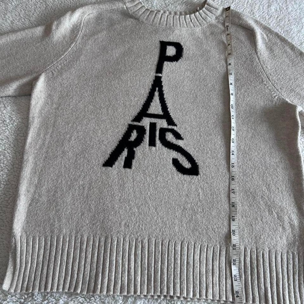 Loft women's medium petite cream and black Paris sweater‎